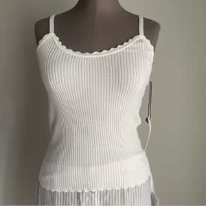 White OR black Ribbed Scallop Trim Tank Top size medium